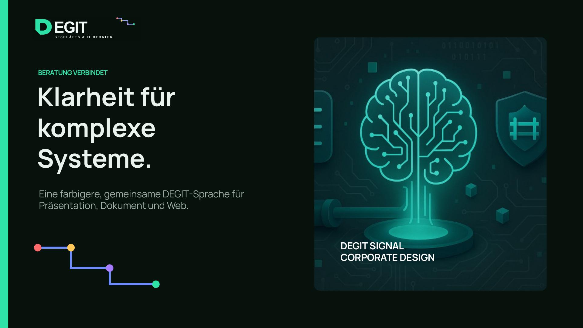 Titelfolie der dunklen DEGIT Präsentation